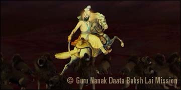 Guru Gobind Singh Ji with Lions